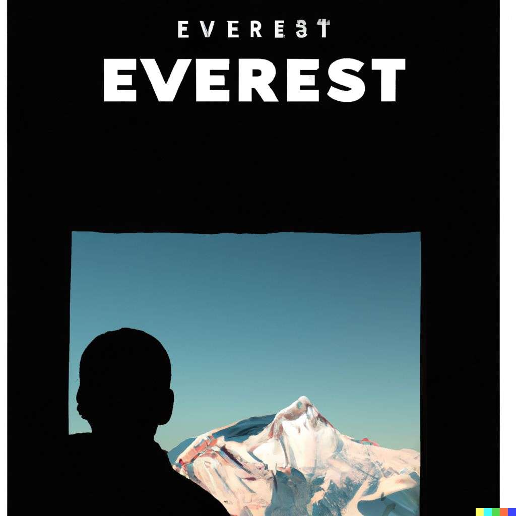 someone gazing at Mount Everest, movie poster
